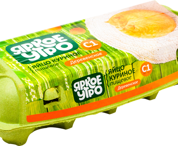 Яйцо куриное Яркое утро Деревенские С1 коричневое 10 шт