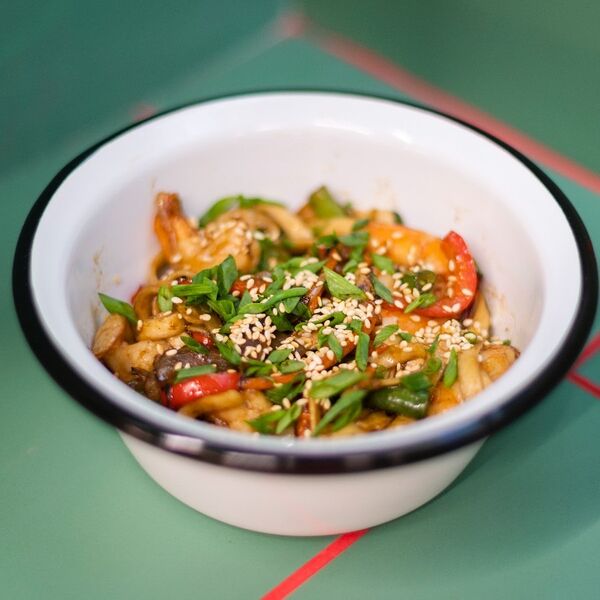 Вок Vogue Яичная лапша-тигровые креветки