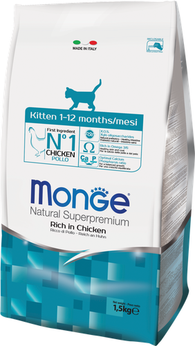 

Корм сухой для котят MONGE Cat, 1,5кг