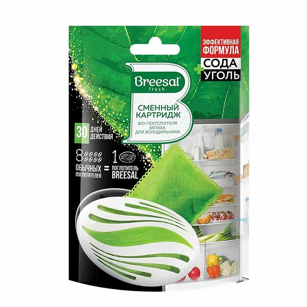 Сменный картридж Breesal для био-поглотителя запаха для холодильника 80 г