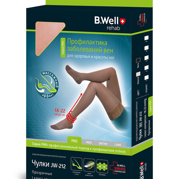 Чулки компрессионные B.Well Pro 1 класс размер 4 арт. JW-212 натуральные