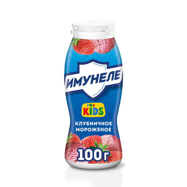 Напиток кисломолочный Имунеле For Kids Клубничное мороженое 1.5% 100мл