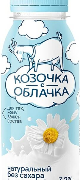 Йогурт Белое Золото Козочка с облочка из козьего молока натуральный 3.2% 200 мл