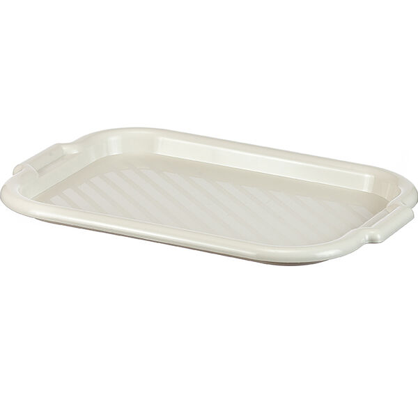 Поднос универсальный пластик 27х39см белый ротанг