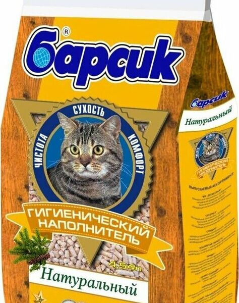 Древесный наполнитель для кошек Барсик Натуральный, 4.54 л
