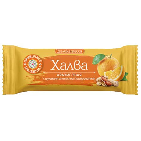 Батончик Мишкино Халва арахисовая с цукатами апельсина глазированная 50 г