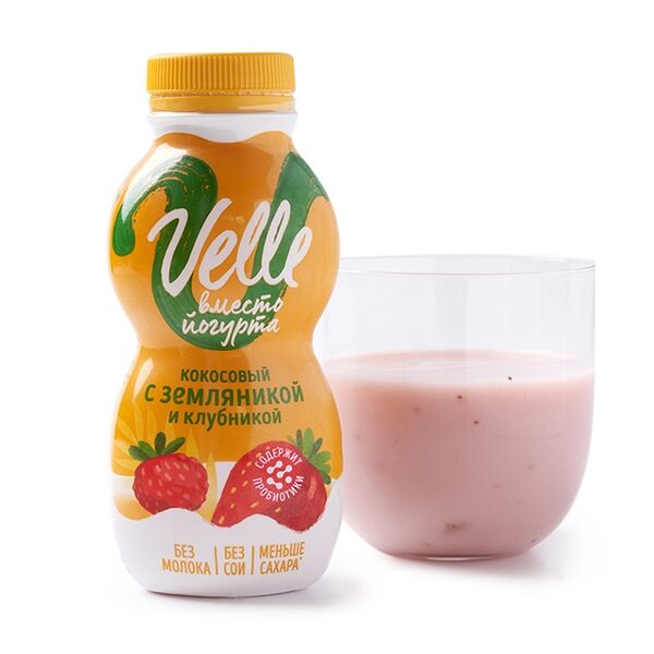 Продукт кокосовый питьевой Velle Вместо йогурта с земляника-клубника