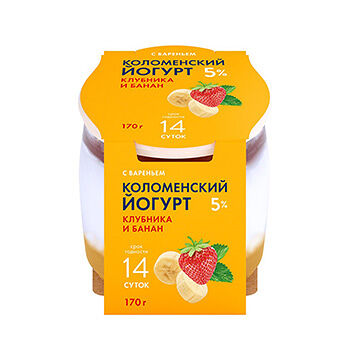 Йогурт «Клубника-банан» 5%, «Коломенский»