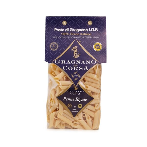 Макаронные изделия Gragnano in Corsa Пенне Ригате из твердых сортов пшеницы Премиум 500 г, Италия