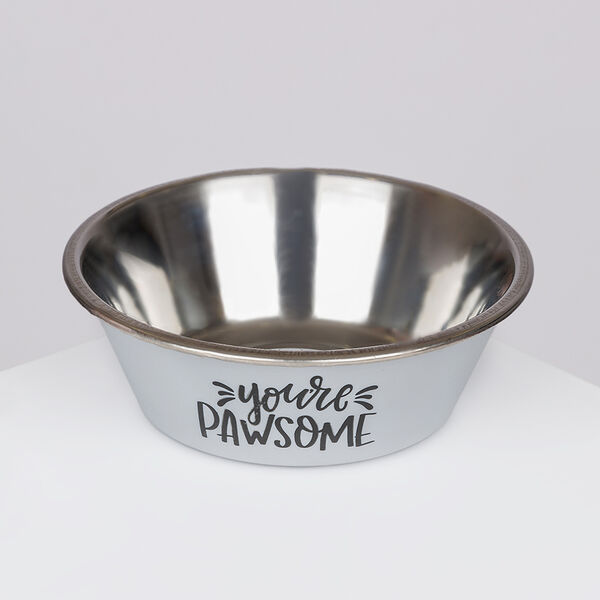 Миска металлическая для собак и кошек, 450 мл, диаметр 15 см, серая