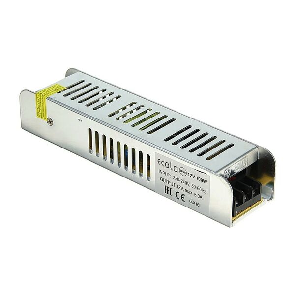 Блок питания Ecola LED strip Power Supply для светодиодной ленты, 100 Вт, 220В-12В, IP20