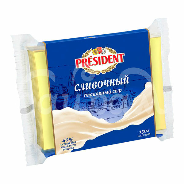 Сыр плавленый Президент 40% 150г Сливочный тост