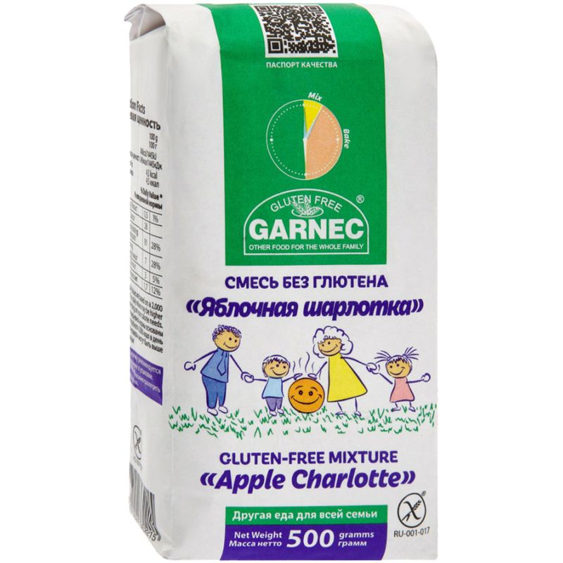 

Смесь Гарнец Яблочная шарлотка без глютена