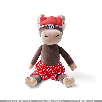 

Игрушка мягкая Maxitoys Luxury бычок Федот в шапке-ушанке и красных трусах 23см