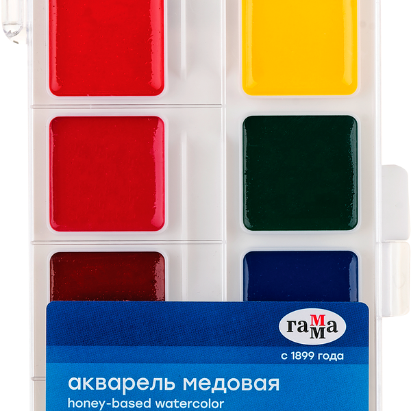 Акварель медовая Классическая 12 цветов без кисти ТМ Гамма
