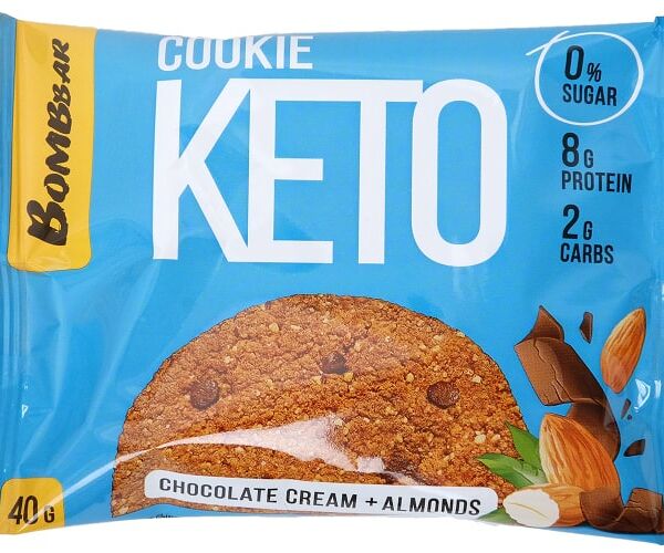 Печенье Bombbar Keto неглазированное Шоколадная крошка и миндаль 40г