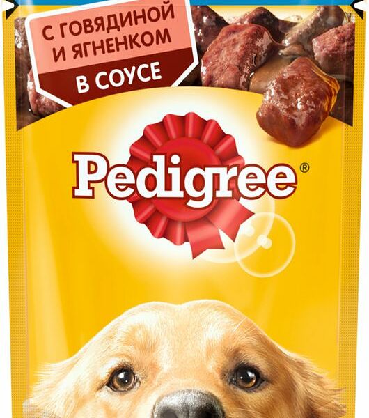 Корм влажный Pedigree для собак говядина и ягненок в соусе