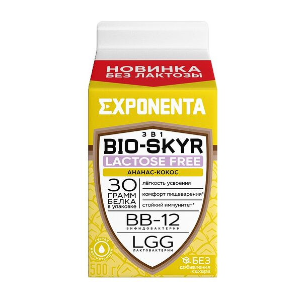 Напиток к/м  Exponenta Bio-Skyr 3в1  обезжир обог белком вк ананас-кокос 500г