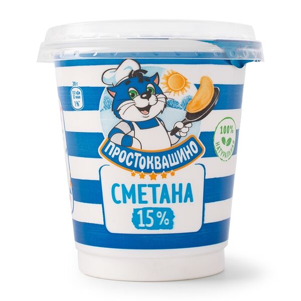 Сметана Простоквашино 15%, 315 г