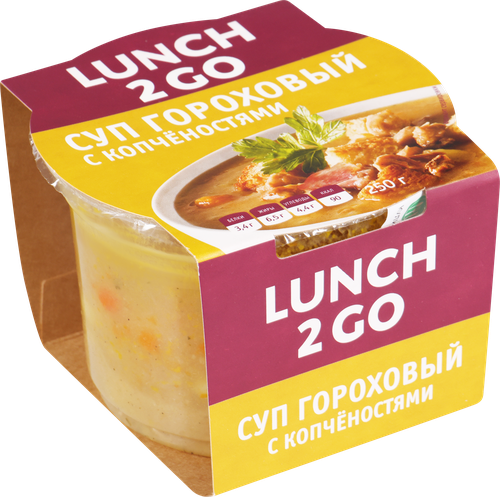 

Суп гороховый Lunch 2 GO с копченостями 250 г