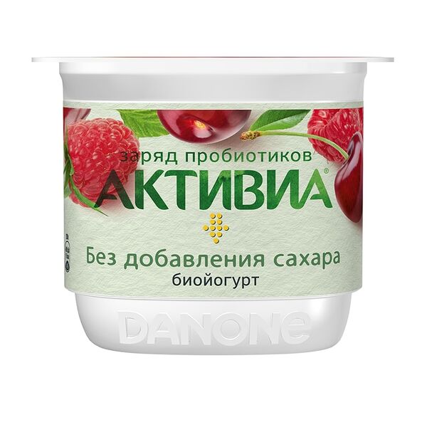 Биойогурт без добавления сахара «Вишня, яблоко, малина» 2.9%, «Активиа»