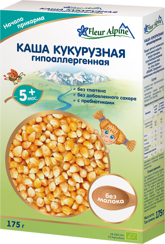 Каша кукурузная безмолочная Organic кукурузная вес 175г ДП Fleur Alpine