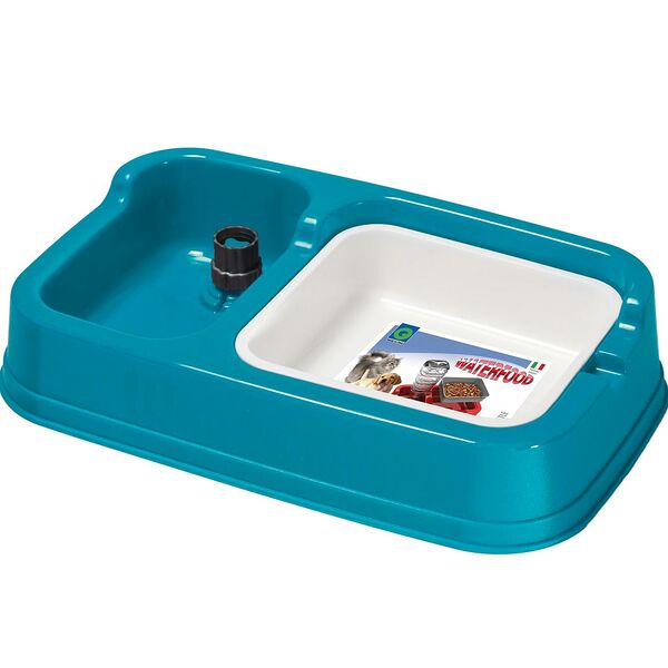 Миска для кошек и собак с автопоилкой 34х20,5см синяя