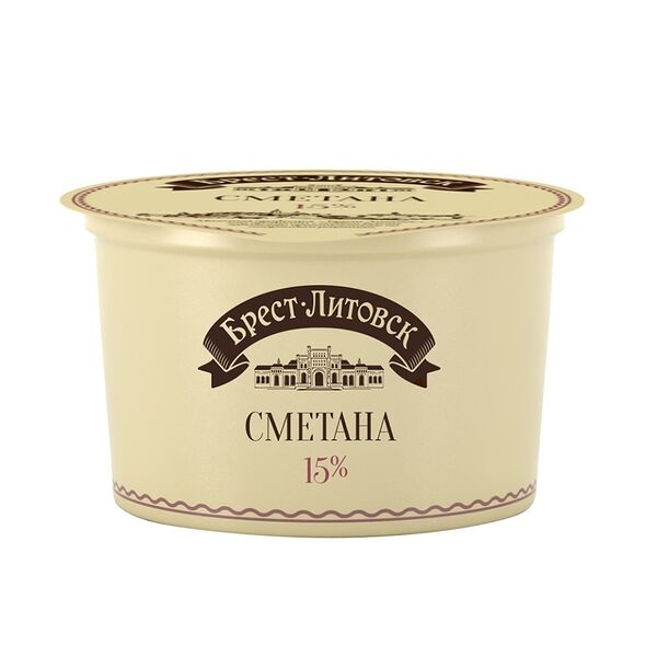 Сметана Брест-Литовск 15% БЗМЖ, 180г