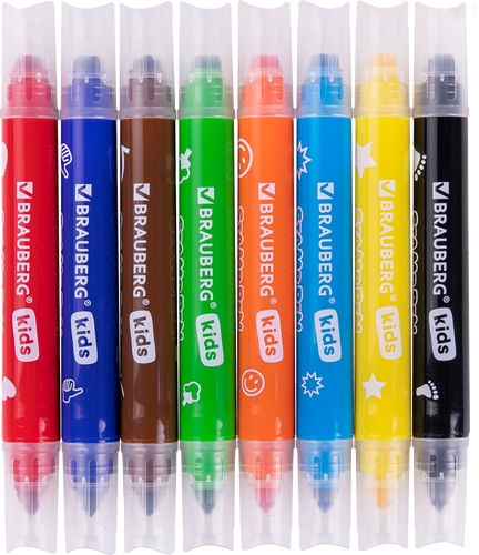 

Фломастеры-штампы Brauberg Funny stamps двусторонние, 8 цветов