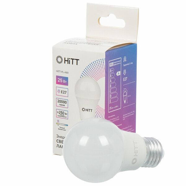 Лампа светодиодная HiTT, Е27, 25 Вт, 3000К, 230 В, груша