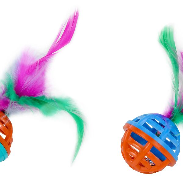 Игрушка для кошек Погремушка с бубенчиком и пером (2шт)