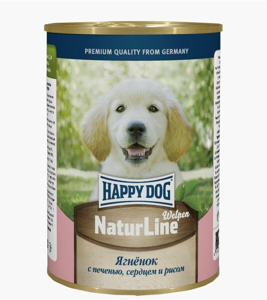 Happy Dog консервы для щенков и юниоров Ягненок с печень, сердцем и рисом