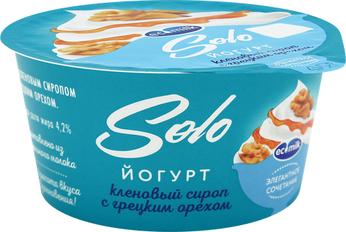 

Йогурт Ecomilk.Solo Кленовый сироп и грецкий орех 4.2% 130 г