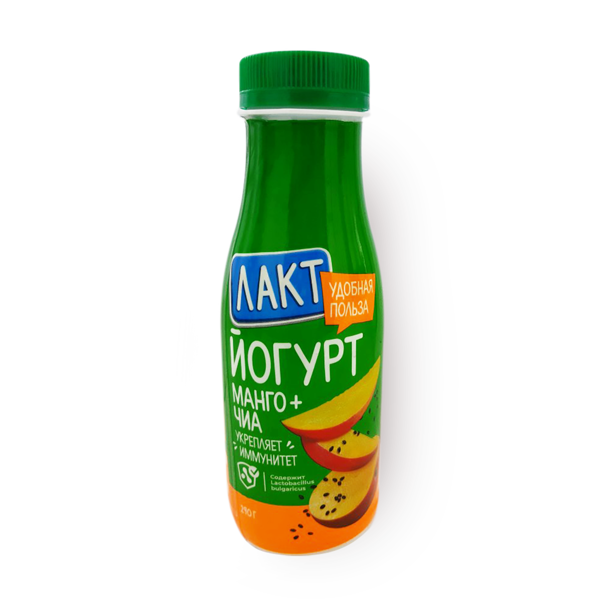 

Йогурт Лакт с наполнителем Манго с семенами чиа 1.5% без змж 290 г