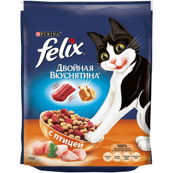 Корм для кошек Felix Двойная вкуснятина с птицей