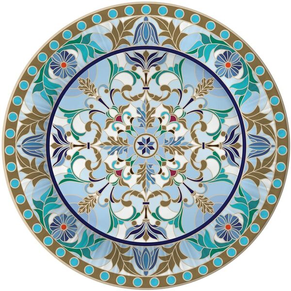 Набор бумажных тарелок Свежий ветер Царская-калейдоскоп голубая 23см*6шт