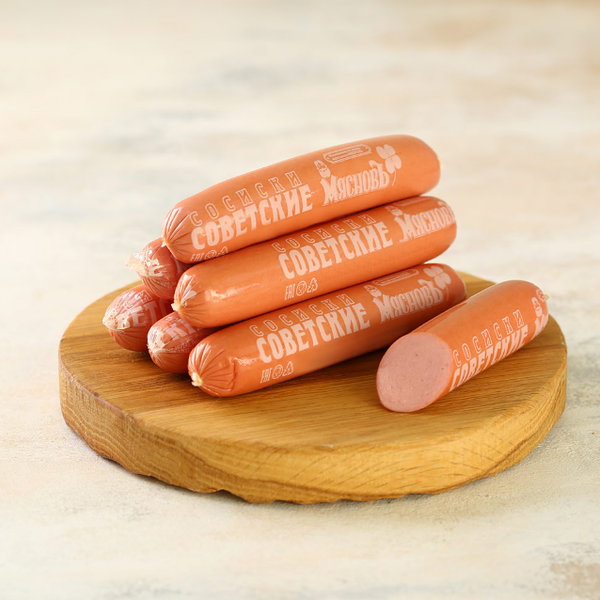 Сосиски Советские по рецепту 1936 года в целлофановой оболочке МясновЪ