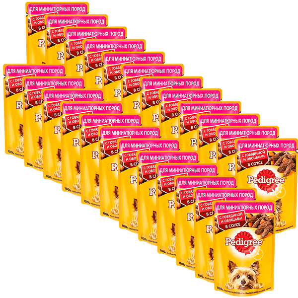 Корм для собак PEDIGREE для миниатюрных пород, говядина с овощами в соусе пауч 85г (упаковка - 24 шт)