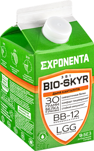 

Напиток кисломолочный обезжиренный Exponenta Bio Skyr 3 в 1 Дыня Канталупа 0% 500 г