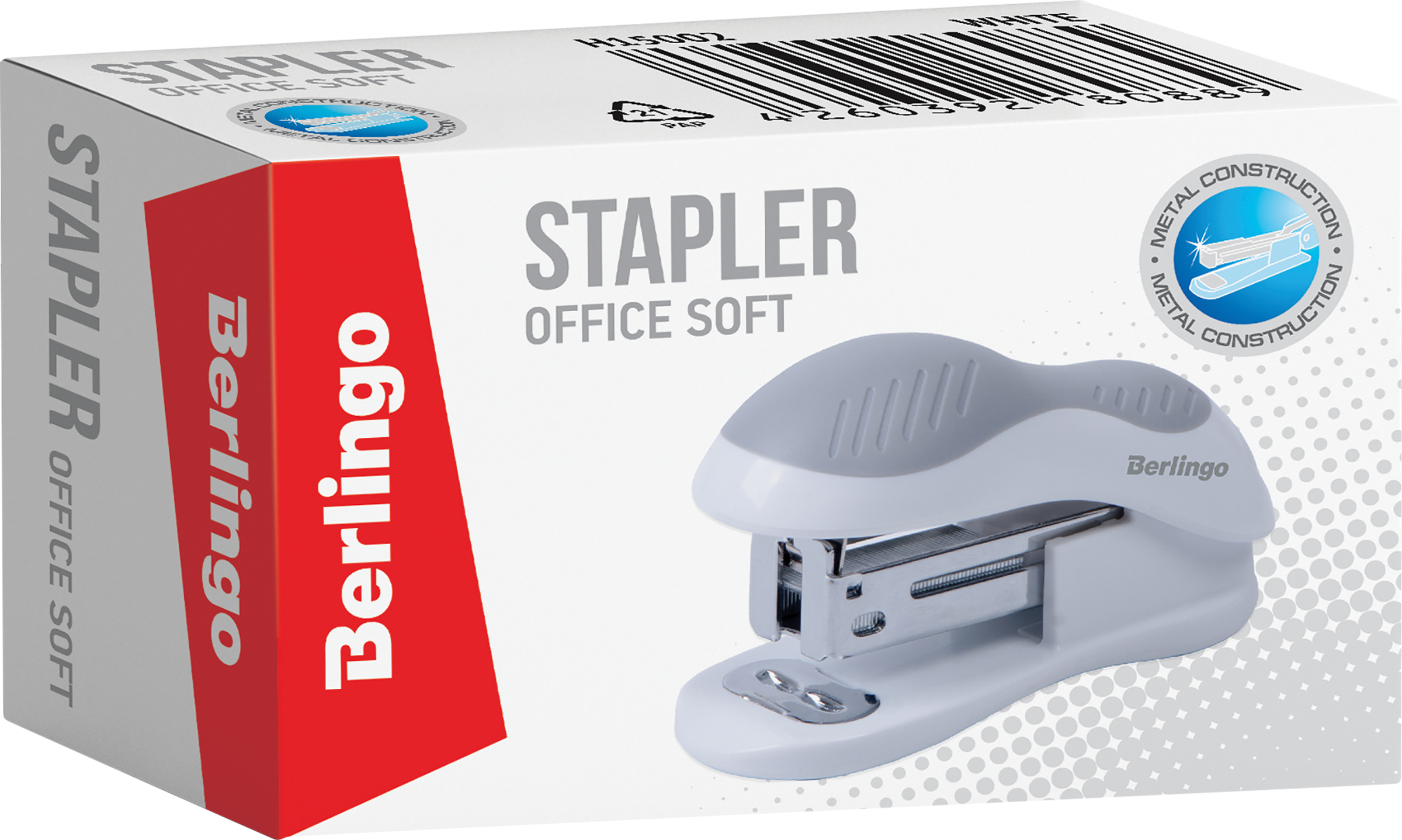 

Мини-степлер BERLINGO Office Soft №24/6, 26/6, до 15 листов, белый