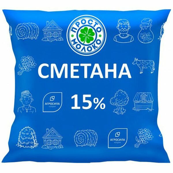 Сметана Просто Молоко 15%, 430г