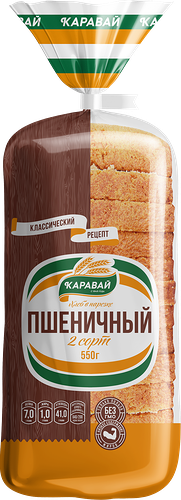 Хлеб КАРАВАЙ Пшеничный, 2-й сорт, 550г