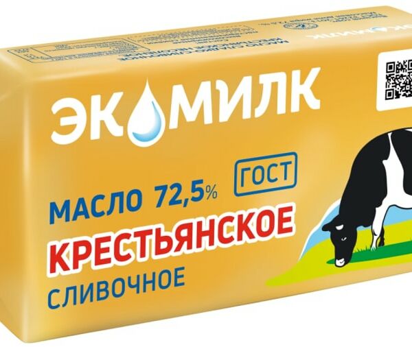 Масло сладко-сливочное Экомилк Крестьянское 72.5% 180г