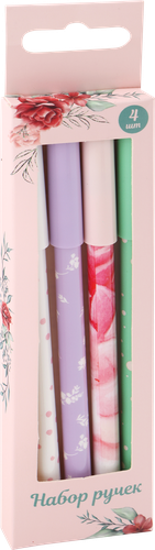 

Набор шариковых ручек Flowers автоматические, синий 4 шт