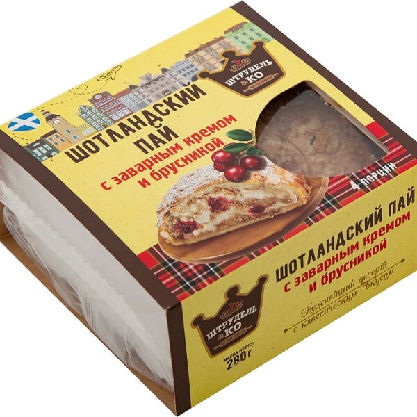 Пирог Штрудель и Ко Пай Шотландский с заварным кремом и брусникой 280г