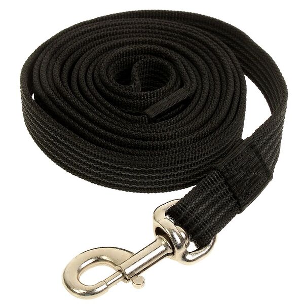 Зооник поводок капроновый с двойной латексной нитью, усиленный карабин 5 м. х 25 мм., Черный