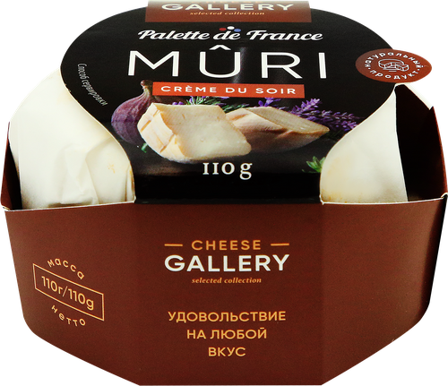 

Сыр мягкий CHEESE GALLERY Мюри Крэм ду Суар с белой плесенью 50%, без змж, 110г