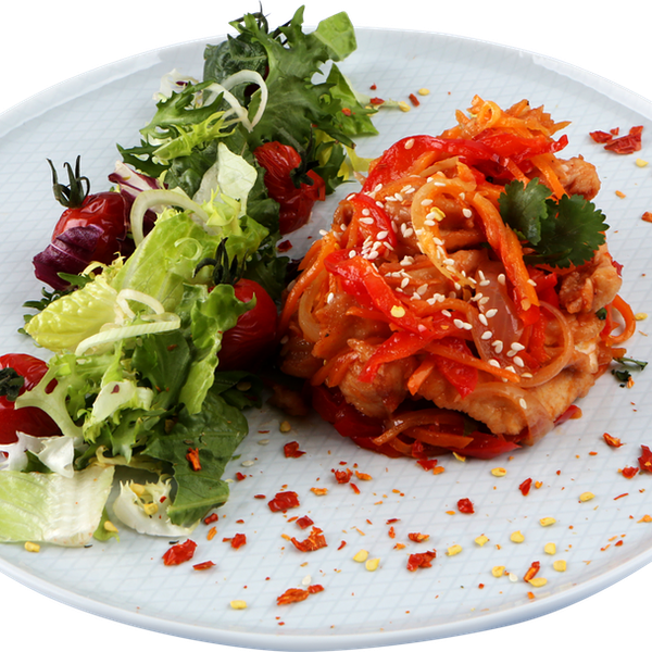 Куриное филе в кисло-сладком соусе с овощами вес 