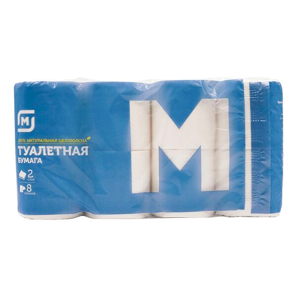 Туалетная бумага Магнит Soft белая двухслойная, 8 шт