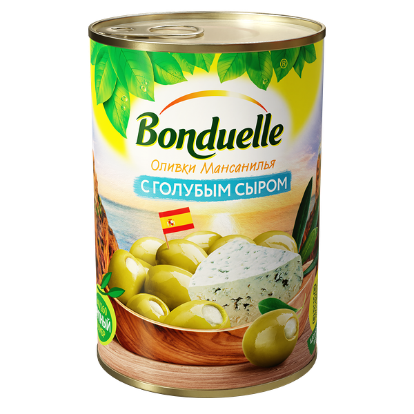 Оливки без косточки Bonduelle, с голубым сыром, 300 г